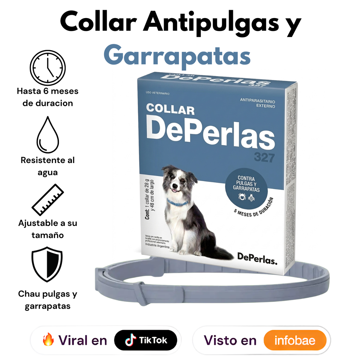 Collar anti pulgas, garrapatas y mosquitos - DePerlas