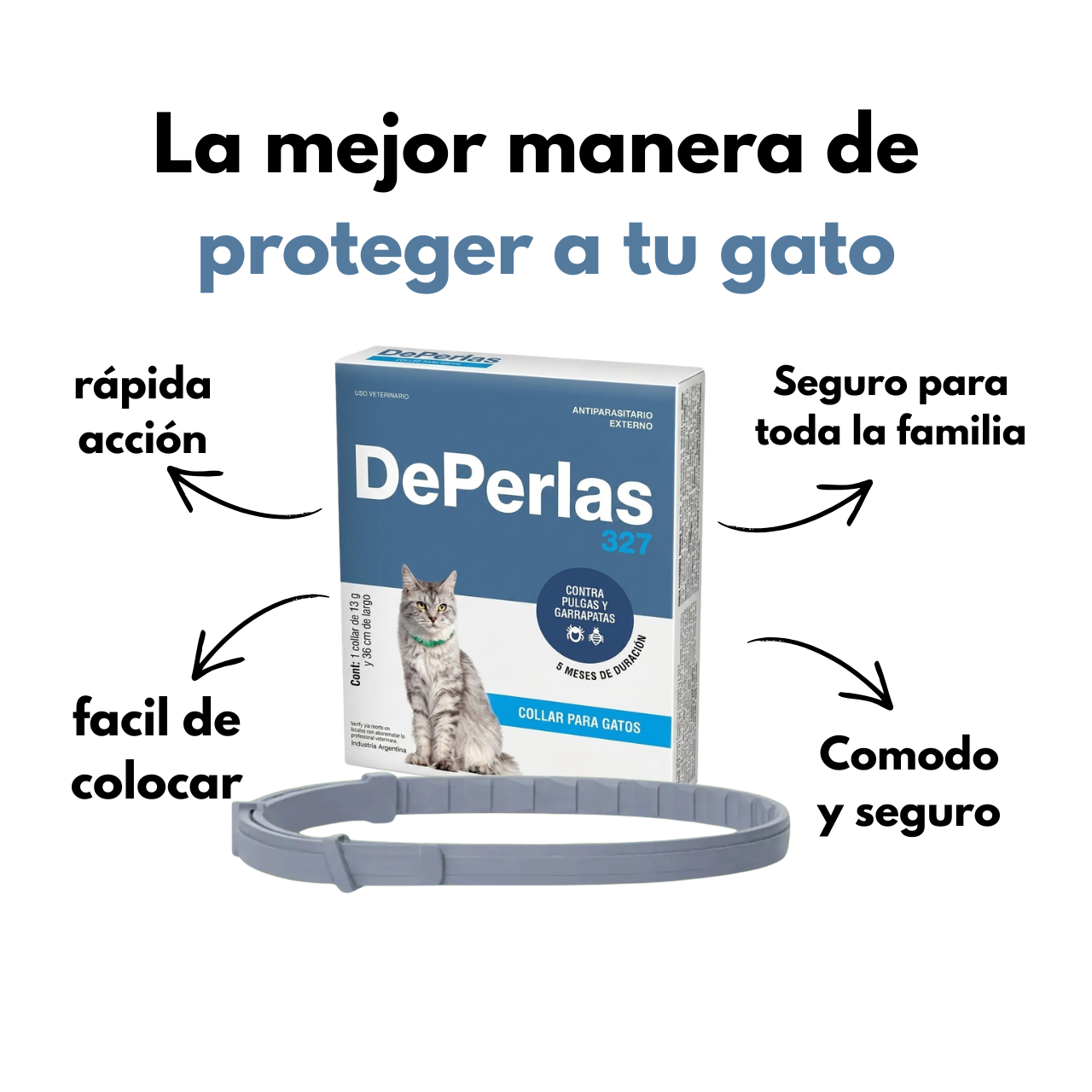 Collar para gatos Anti pulgas y Garrapatas - DePerlas